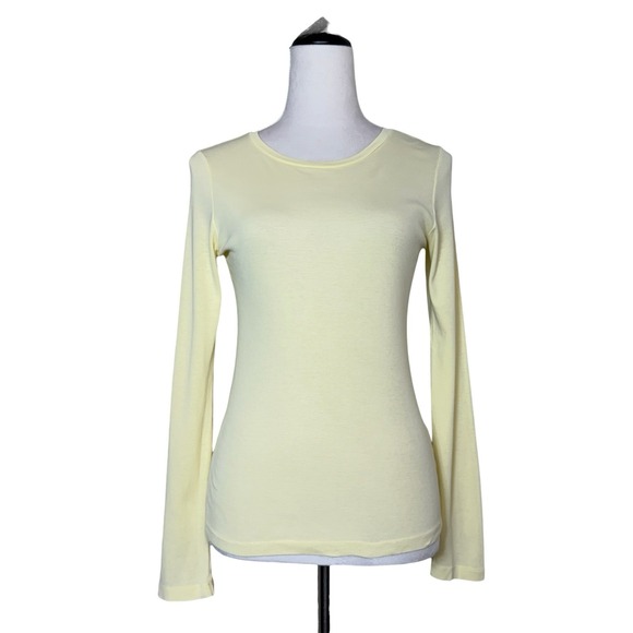 J. Crew Tops - J. Crew Womens Fitted Tee Long Sleeve T-Shirt Size S Butter Yellow Cotton Staple